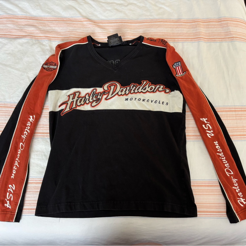 Harley-Davidson Black and Orange Graphic Tee